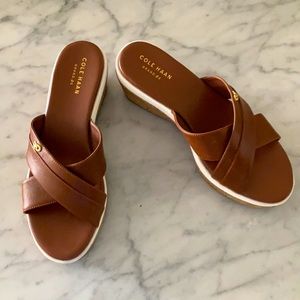 Cole Haan brown leather wedge sandals
